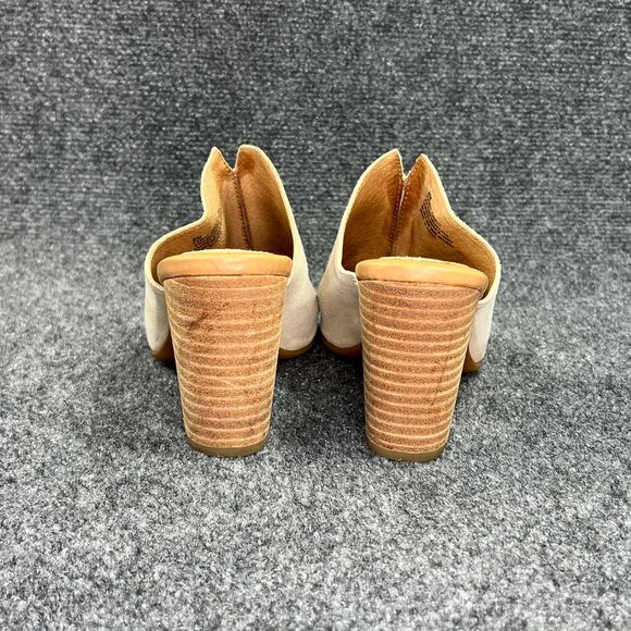 Born Heels Women's Size 8 Cream Suede Leather Slip On Heeled Mules Sandals - Picture 5 of 13